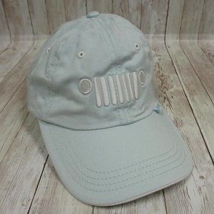 Jeep Hat Cap Strap Back Hook and Loop Adjustable Light Blue Embroidered Womens